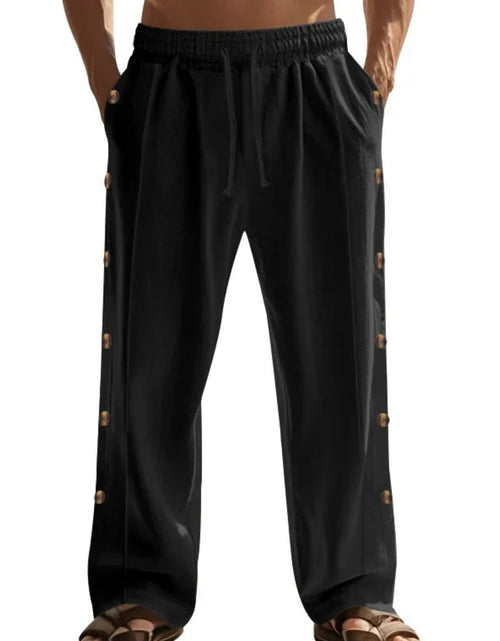 Load image into Gallery viewer, Men's Full Size Side Button Wide Leg Pants Plus Size
