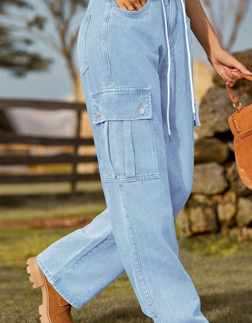 Load image into Gallery viewer, Loose Fit Drawstring Jeans with Pocket
