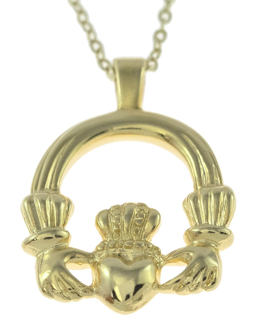 Load image into Gallery viewer, Vintage Claddagh Necklace 18k White Gold Electroplated Made in the USA by PVD Vintage Jewelry
