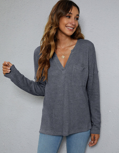 Load image into Gallery viewer, Dropped Shoulder High-Low Waffle-Knit Top
