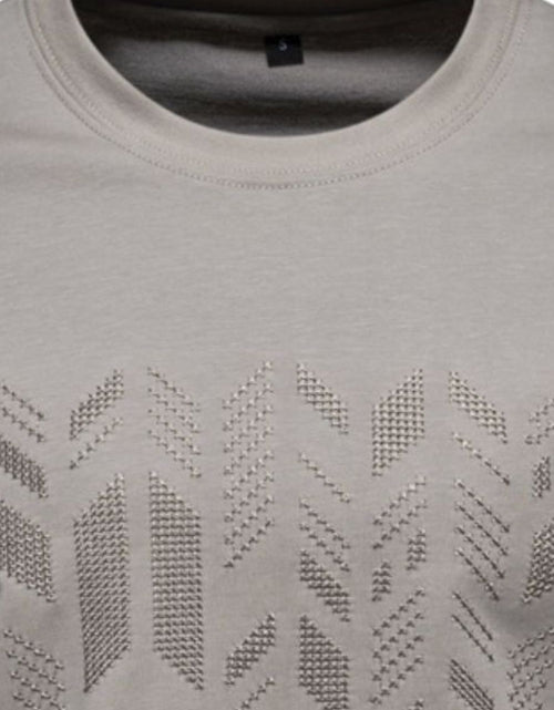 Load image into Gallery viewer, Men's Round Neck Geometric Embroidered T-Shirt
