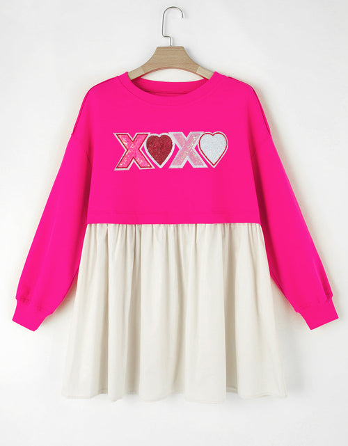 Load image into Gallery viewer, XOXO Sequin Heart Long Sleeve Dress
