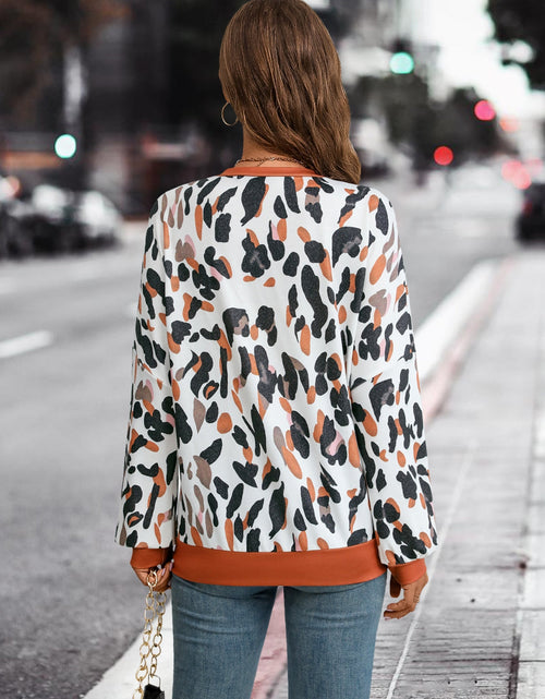 Load image into Gallery viewer, Leopard Round Neck Drop Shoulder Sweatshirt
