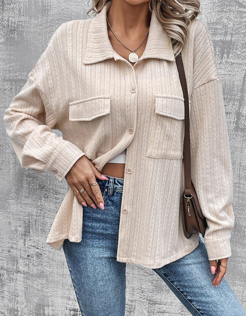Load image into Gallery viewer, Pocketed Button Up Dropped Shoulder Jacket
