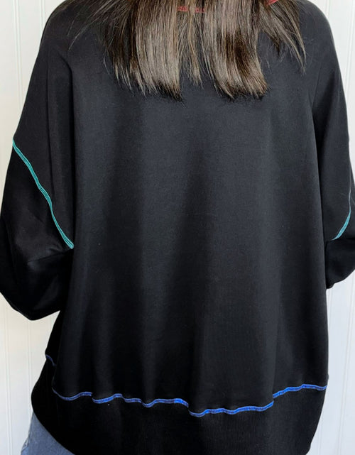Load image into Gallery viewer, Slit Round Neck Lantern Sleeve Sweatshirt
