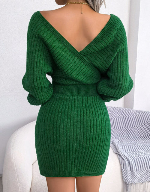 Load image into Gallery viewer, Rib-Knit Dolman Sleeve Sweater Dress
