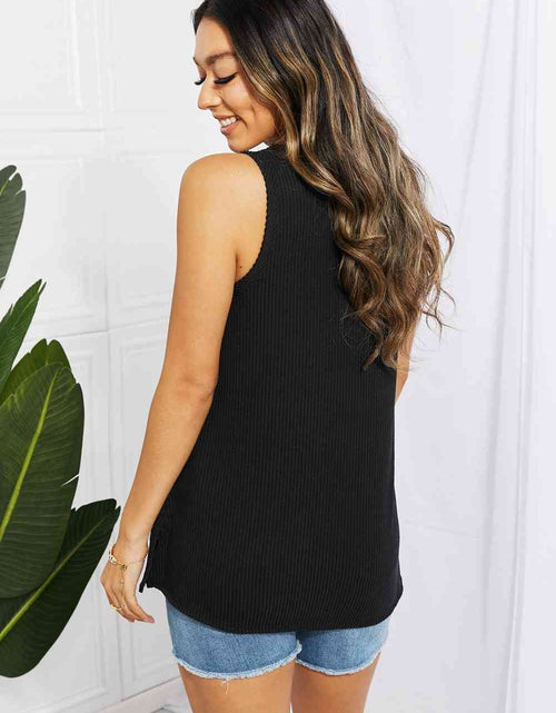 Load image into Gallery viewer, Blumin Apparel Chance of Sun Full Size Ribbed V-Neck Tank in Black
