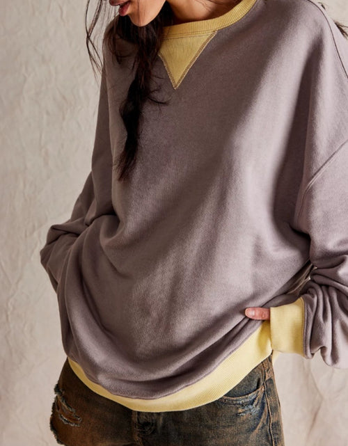 Load image into Gallery viewer, Mandy Contrast Trim Round Neck Long Sleeve Sweatshirt
