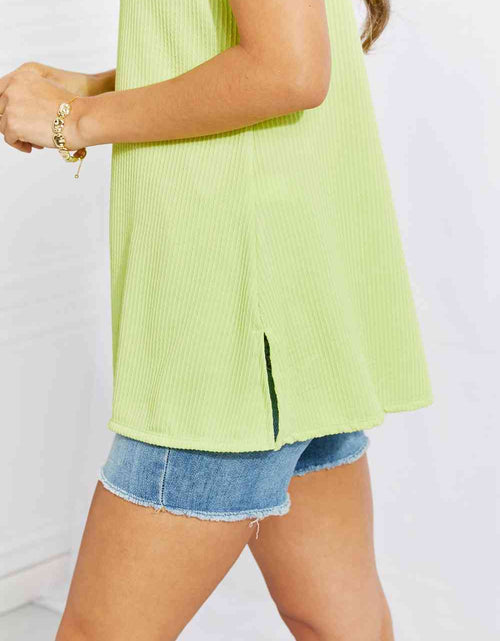 Load image into Gallery viewer, Blumin Apparel Chance of Sun Full Size Ribbed V-Neck Tank in Green
