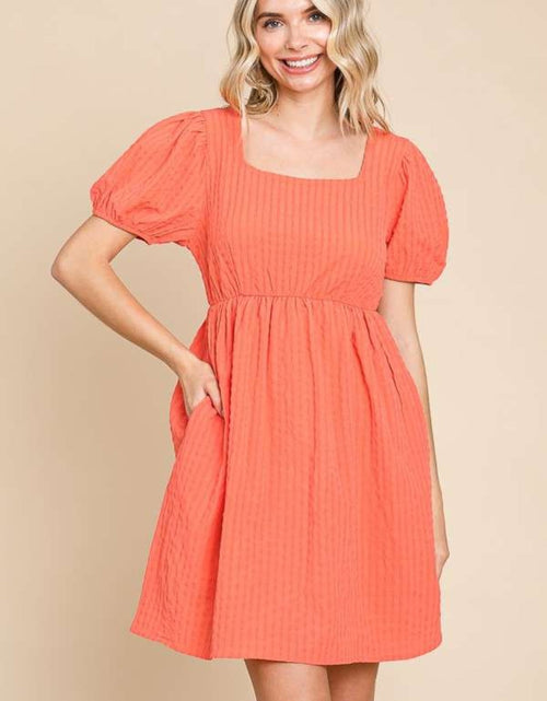 Load image into Gallery viewer, Culture Code Textured Square Neck Short Sleeve Dress
