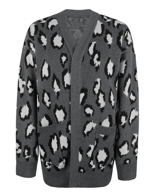 Load image into Gallery viewer, Leopard Open Front Dropped Shoulder Cardigan

