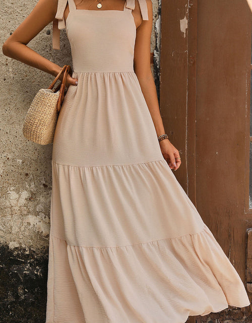 Load image into Gallery viewer, Perfee Tie Shoulder Smocked Tiered Dress
