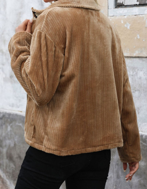 Load image into Gallery viewer, Perfee Pocketed Zip Up Collared Neck Long Sleeve Jacket
