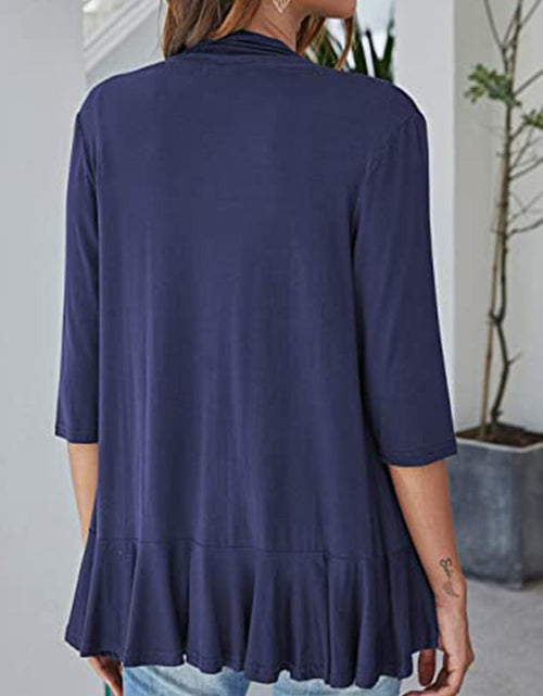 Load image into Gallery viewer, Open Front Ruffle Trim Cardigan

