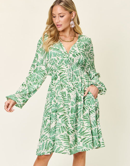 Load image into Gallery viewer, Double Take Full Size Printed Ruched Balloon Sleeve Dress
