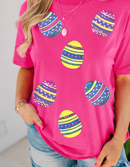 Load image into Gallery viewer, Sequin Easter Egg Short Sleeve T-Shirt

