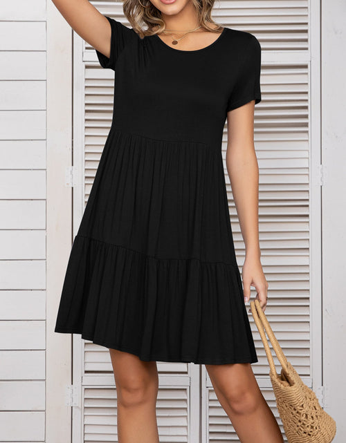 Load image into Gallery viewer, Round Neck Short Sleeve Mini Tee Dress
