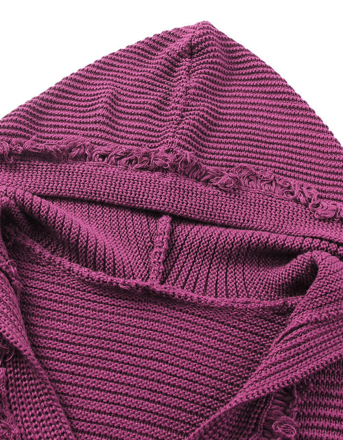 Load image into Gallery viewer, Woven Right Horizontal Ribbing Fringe Trim Hooded Sweater
