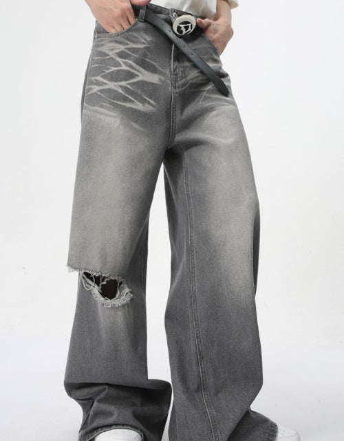 Load image into Gallery viewer, Distressed Wide Leg Jeans with Pockets
