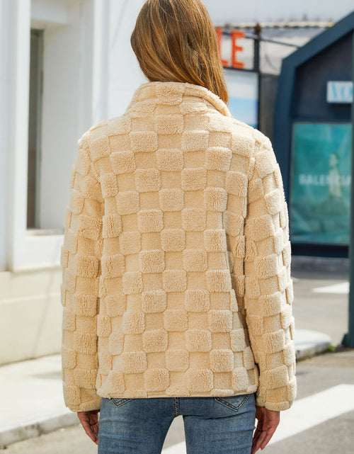 Load image into Gallery viewer, Fuzzy Checkered Zip Up Jacket
