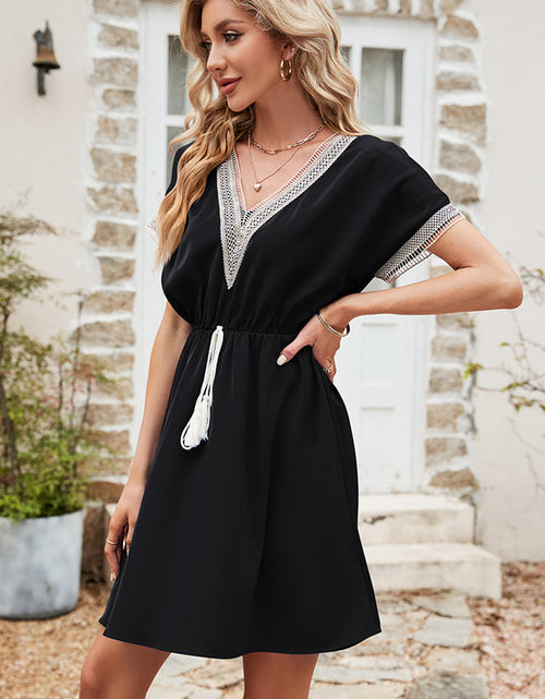 Load image into Gallery viewer, Tassel V-Neck Short Sleeve Dress
