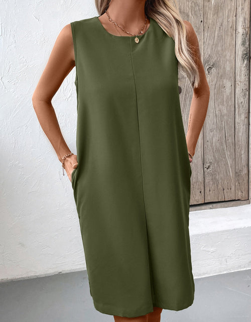Load image into Gallery viewer, Ivy Lane Pocketed Round Neck Sleeveless Mini Dress
