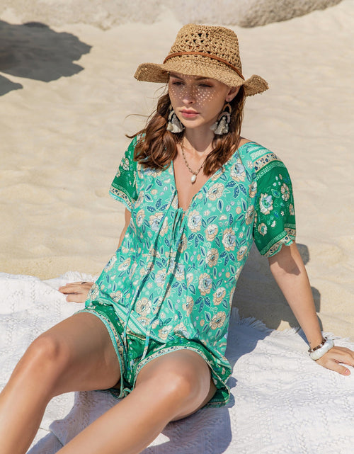 Load image into Gallery viewer, Tied Printed Short Sleeve Romper
