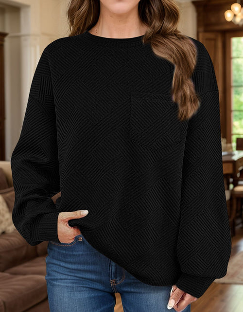 Load image into Gallery viewer, Full Size Texture Round Neck Long Sleeve Sweatshirt
