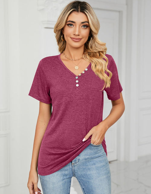 Load image into Gallery viewer, Decorative Button V-Neck T-Shirt
