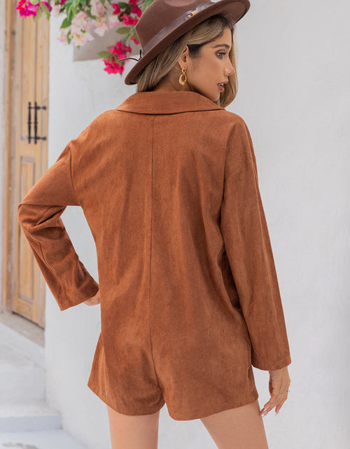 Load image into Gallery viewer, Lapel Collar Long Sleeve Romper
