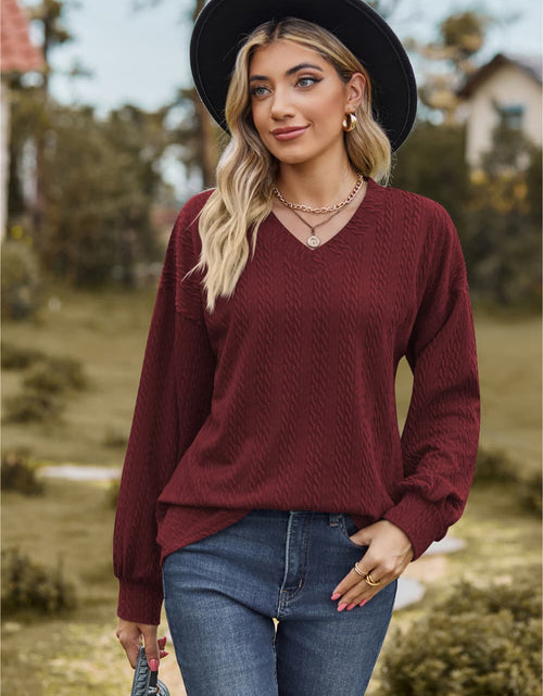 Load image into Gallery viewer, V-Neck Dropped Shoulder Blouse
