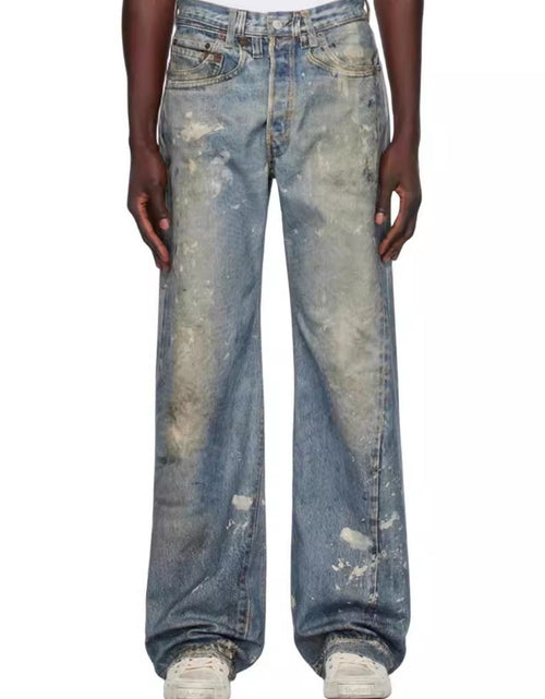 Load image into Gallery viewer, Men's Washed Printed Straight Jeans
