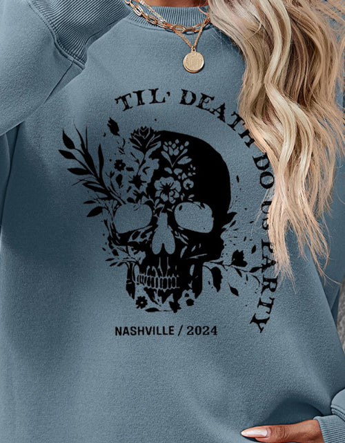 Load image into Gallery viewer, Graphic Round Neck Dropped Shoulder Sweatshirt
