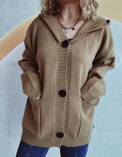 Load image into Gallery viewer, Dropped Shoulder Long Sleeve Hooded Cardigan
