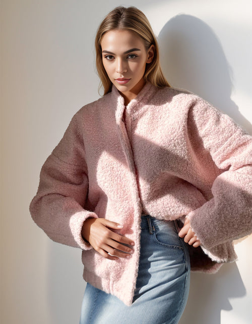 Load image into Gallery viewer, Double Take Plush Mock Neck Snap Down Jacket with Pockets
