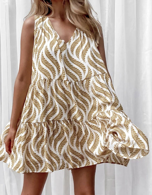 Load image into Gallery viewer, Printed V-Neck Sleeveless Mini Dress
