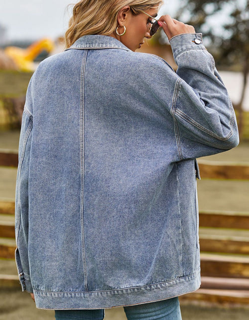 Load image into Gallery viewer, Dropped Shoulder Denim Jacket with Pockets
