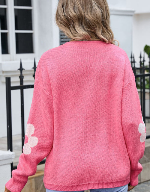 Load image into Gallery viewer, Angel Wings Flower Open Front Long Sleeve Cardigan
