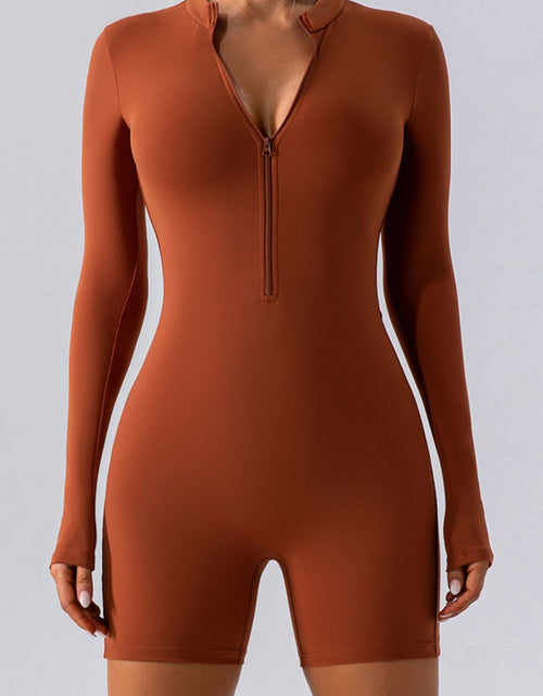 Load image into Gallery viewer, Half Zip Long Sleeve Active Romper
