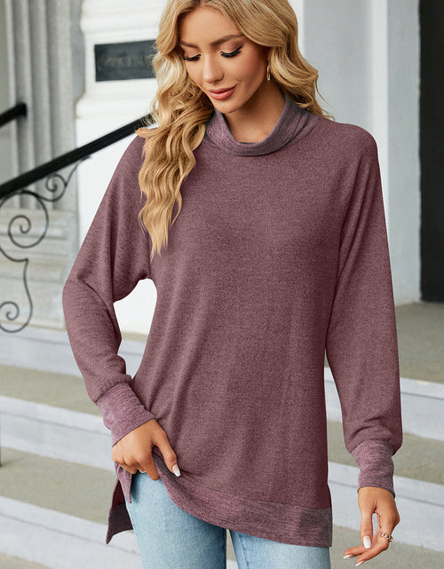 Load image into Gallery viewer, Slit Mock Neck Long Sleeve T-Shirt

