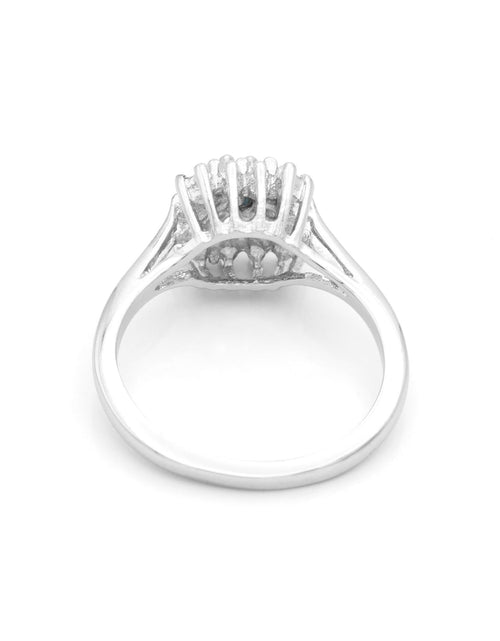 Load image into Gallery viewer, Vintage Clear Austrian Crystal Burst Ring 18kt White Gold Electroplated Made in USA by PVD Vintage Jewelry
