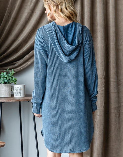 Load image into Gallery viewer, Heimish Ribbed Long Sleeve Hooded Dress
