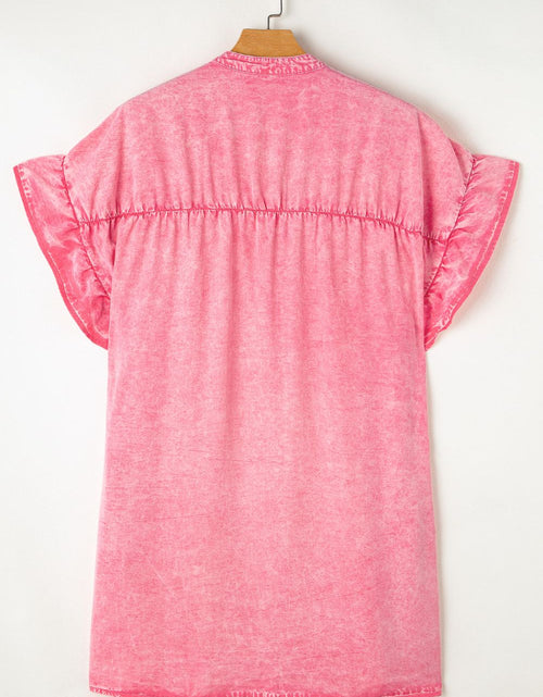 Load image into Gallery viewer, Ruffled Short Sleeve Buttoned Denim Mini Dress

