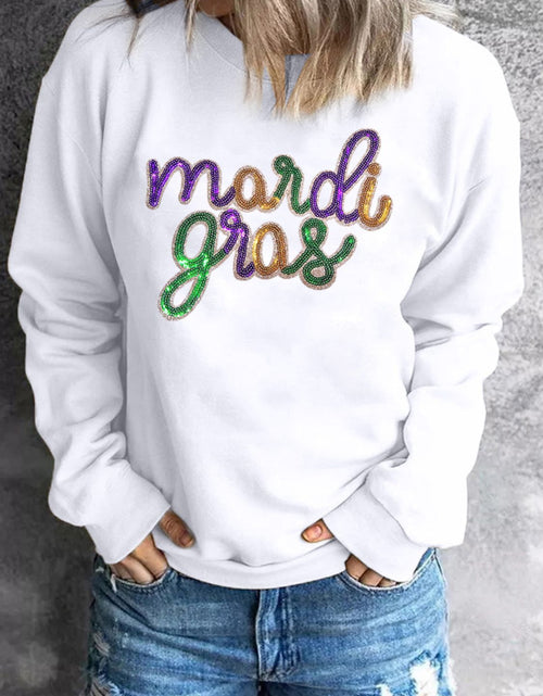 Load image into Gallery viewer, MARDI GRAS Sequin Long Sleeve Sweatshirt
