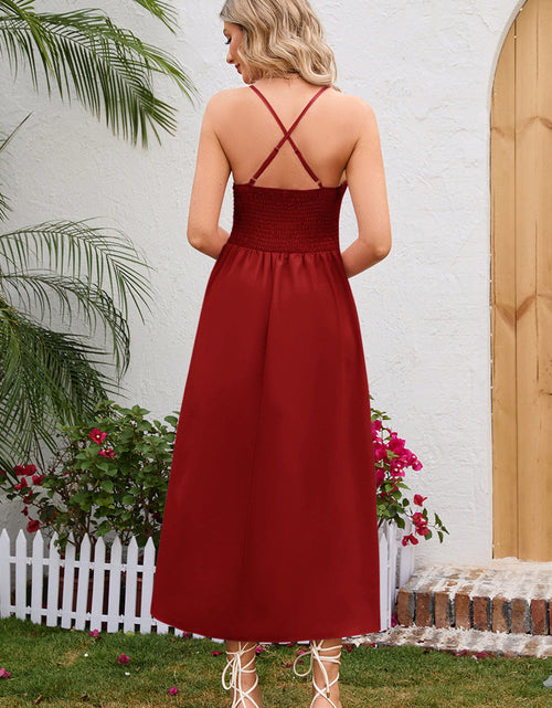 Load image into Gallery viewer, Crisscross Smocked Spaghetti Strap Dress

