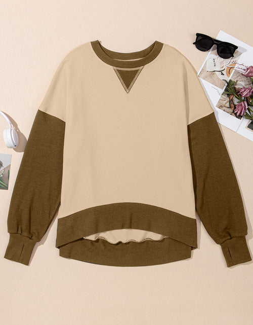Load image into Gallery viewer, Contrast Round Neck Long Sleeve Sweatshirt

