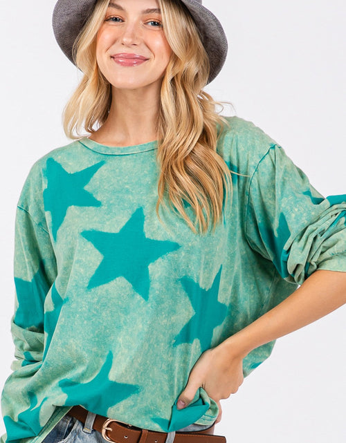 Load image into Gallery viewer, SAGE + FIG Mineral Wash Star Pattern T-Shirt
