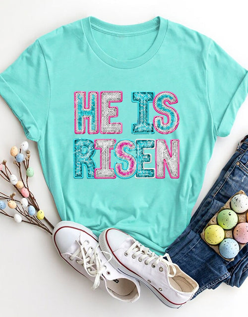 Load image into Gallery viewer, HE IS RISEN Sequin Round Neck T-Shirt
