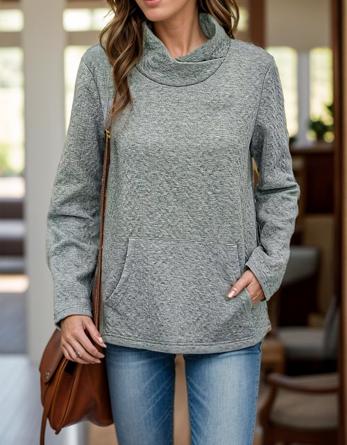 Load image into Gallery viewer, Pocketed Turtleneck Long Sleeve Sweatshirt
