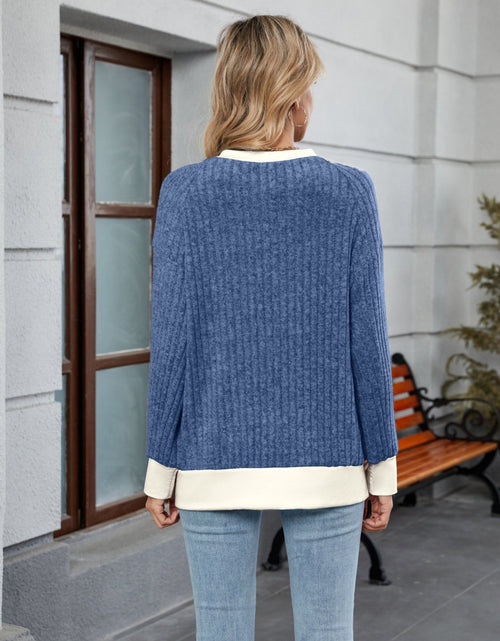 Load image into Gallery viewer, Contrast Trim Round Neck Long Sleeve T-Shirt
